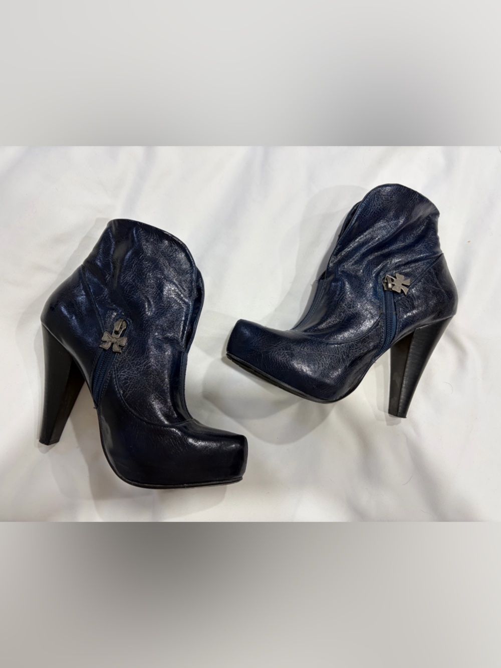 Dollhouse Navy Blue High Heel Ankle Booties